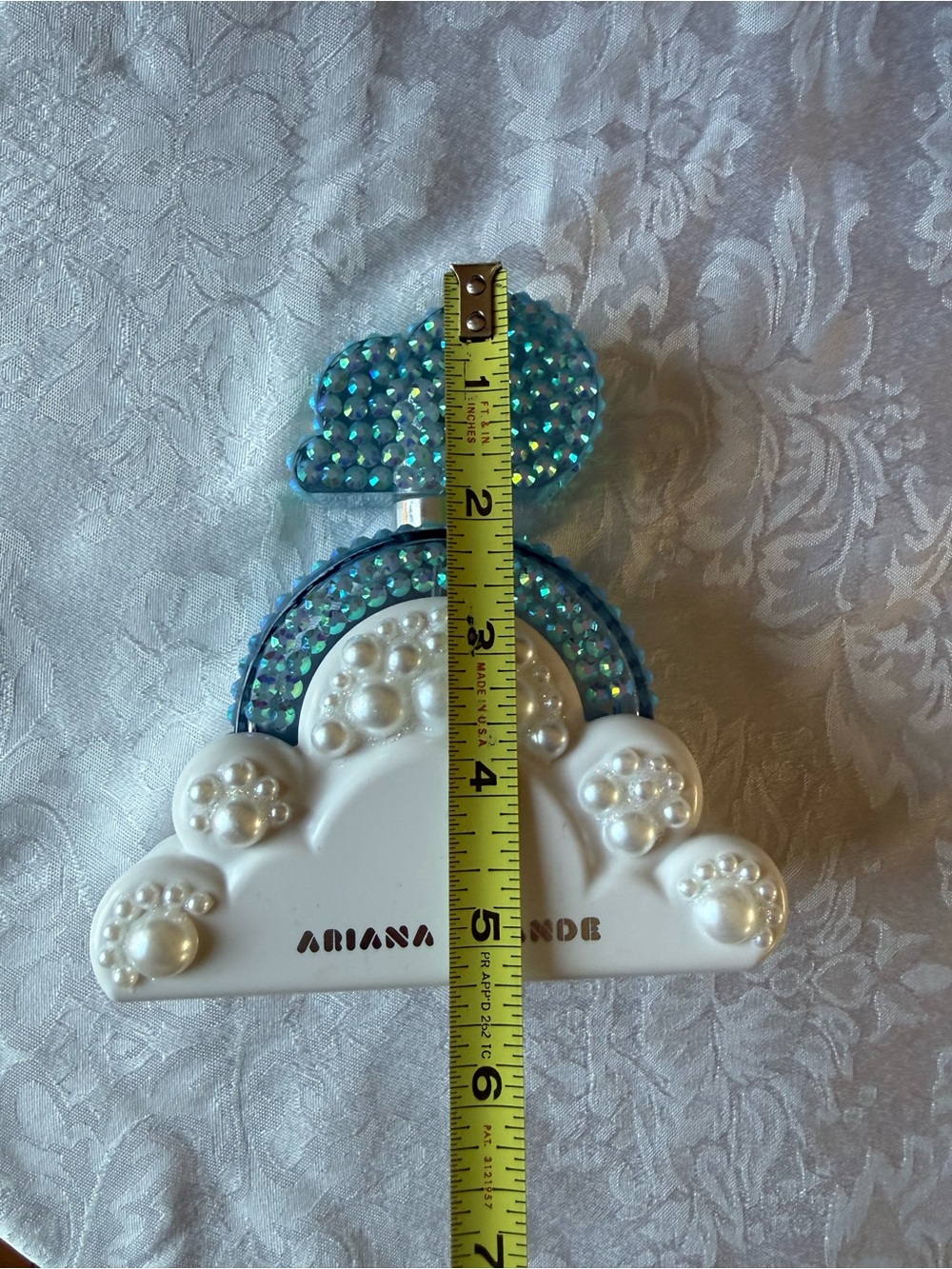 Ariana Grande White Pearl Aqua Rhinestone Accents Decorative piece-empty bottle - Picture 7 of 7